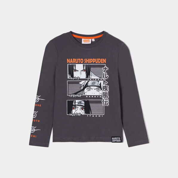 T-shirt Naruto Shippuden Sasuke Itachi gris foncé garçon