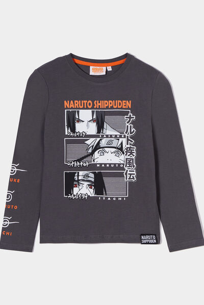 T-shirt Naruto Shippuden Sasuke Itachi gris foncé garçon