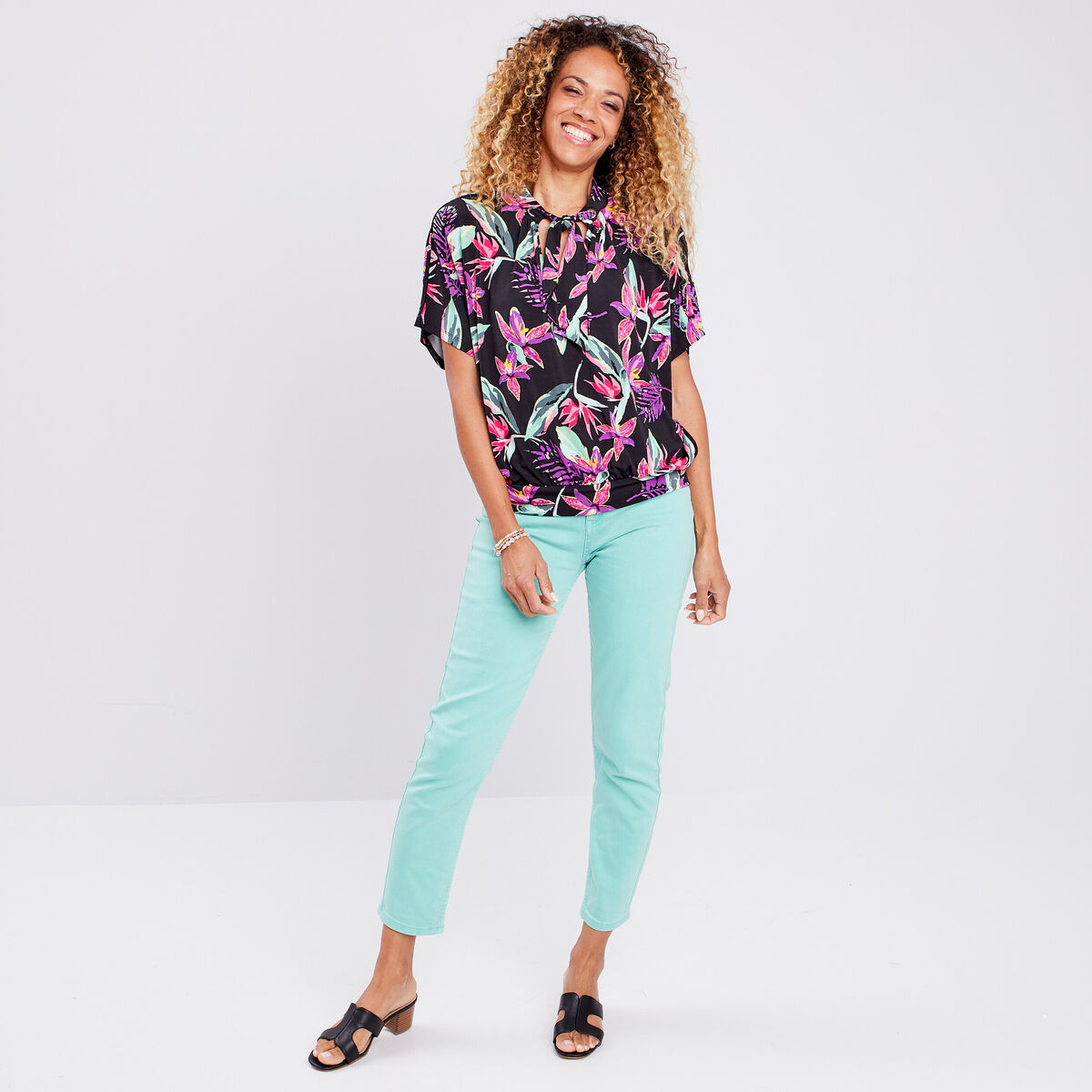 T-shirt à manches courtes noir femme