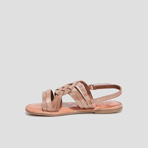 Sandales en cuir couleur bronze fille