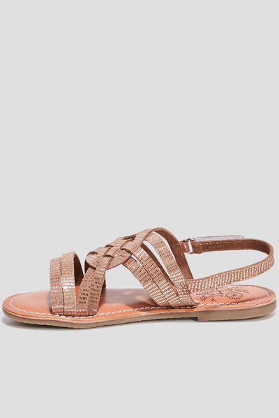 Sandales en cuir couleur bronze fille