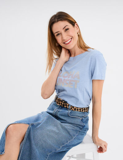 T-shirt manches courtes coton denim baby bleu femme