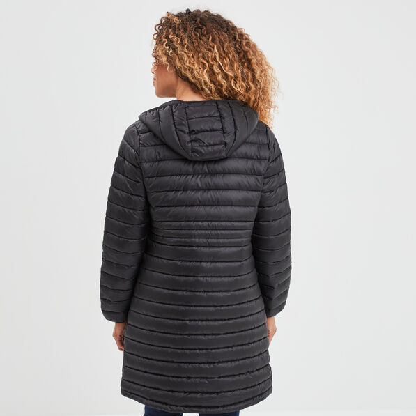 doudoune mi longue ajustee a capuche noir femme Doudoune mi-longue ajustée à capuche noir femme