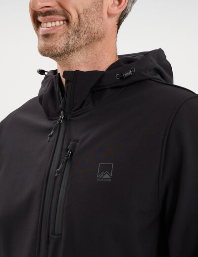 Blouson d&eacute;perlant fourr&eacute; &agrave; capuche noir homme