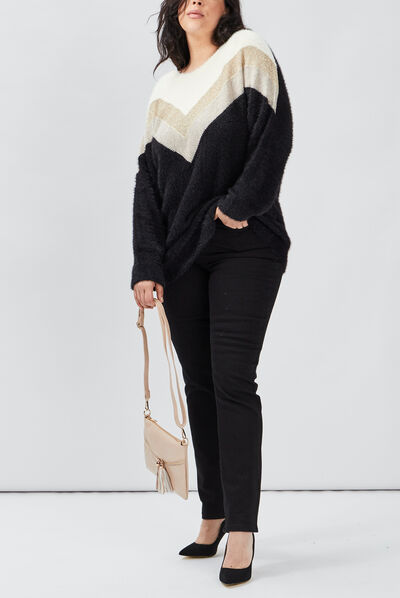 Pull manches longues noir femme grande taille