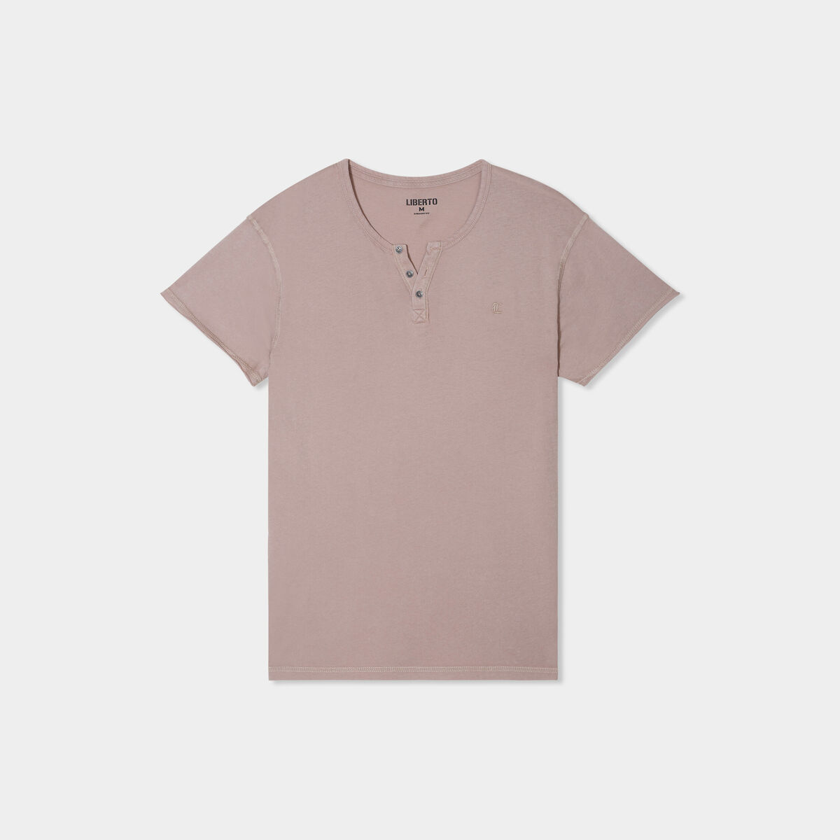 T-shirt col tunisien manches courte marron homme
