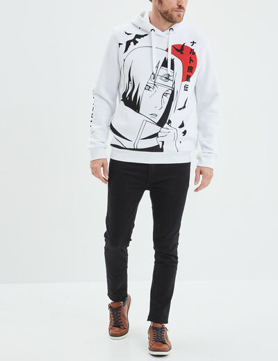 Sweat à capuche hoodie Naruto Itachi blanc homme