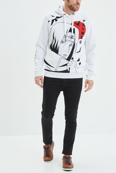 Sweat à capuche hoodie Naruto Itachi blanc homme
