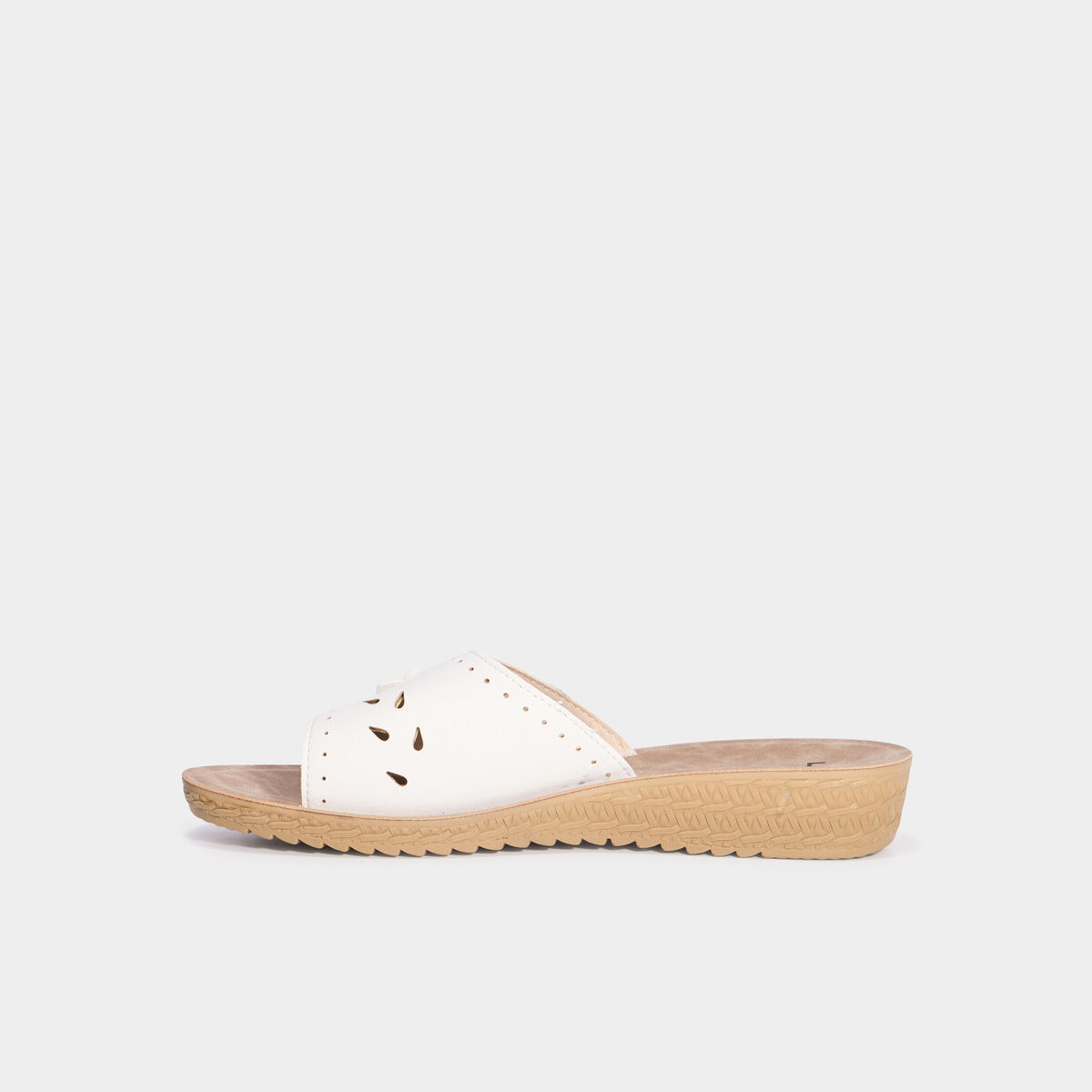 Chaussons mules d&eacute;tails fleurs blanc femme