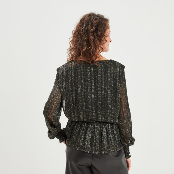 blouse cintree col en v liberto vert kaki femme Blouse cintrée col en V Liberto vert kaki femme