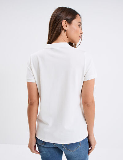 Polo ajusté manches courtes coton blanc femme