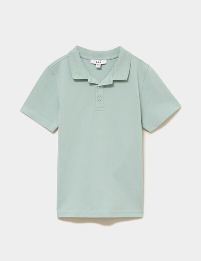 Polo manches courtes &agrave; d&eacute;tail brod&eacute; vert pastel gar&ccedil;on