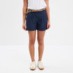 Short chino ceinture tress&eacute;e bleu marine femme