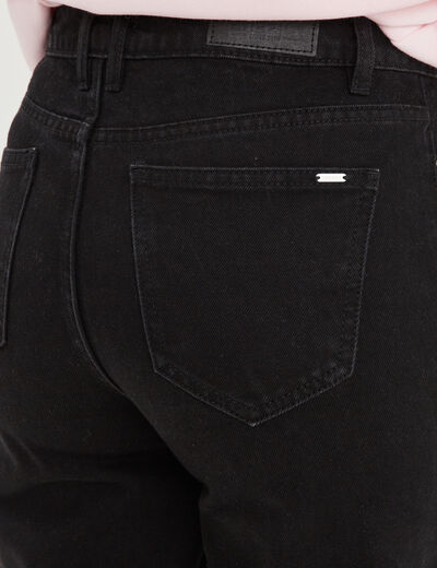 Jeans wide leg taille haute coton denim noir femme