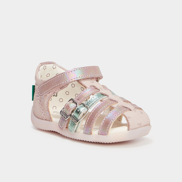 sandales en cuir kickers bigkro rose bebef Sandales en cuir Kickers Bigkro rose bébé fille