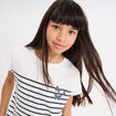 T-shirt manches courtes col rond coton ecru fille