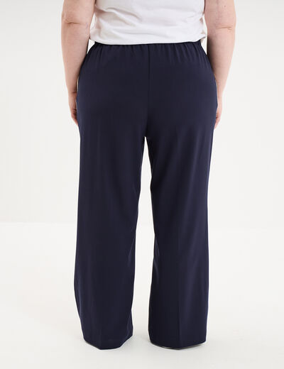 Pantalon large taille &eacute;lastiqu&eacute;e bleu fonc&eacute; femme grande taille