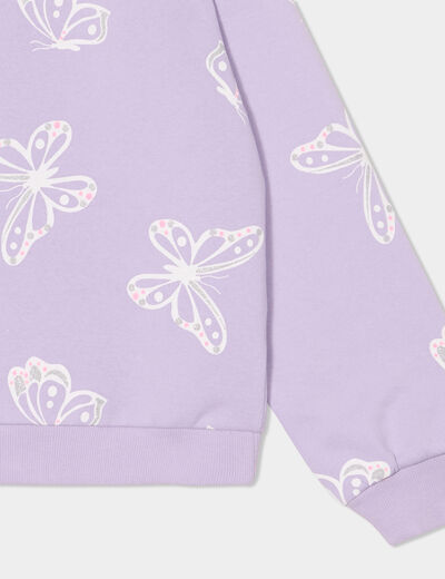 Sweat col rond manches longues violet fille
