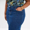 Jupe fendue en jean trap&egrave;ze denim stone femme grande taille