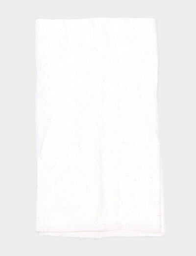 Foulard bords à franges fines ecru femme