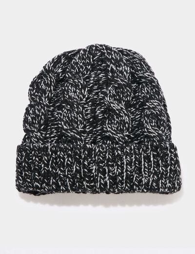 Bonnet tricot&eacute; noir gar&ccedil;on