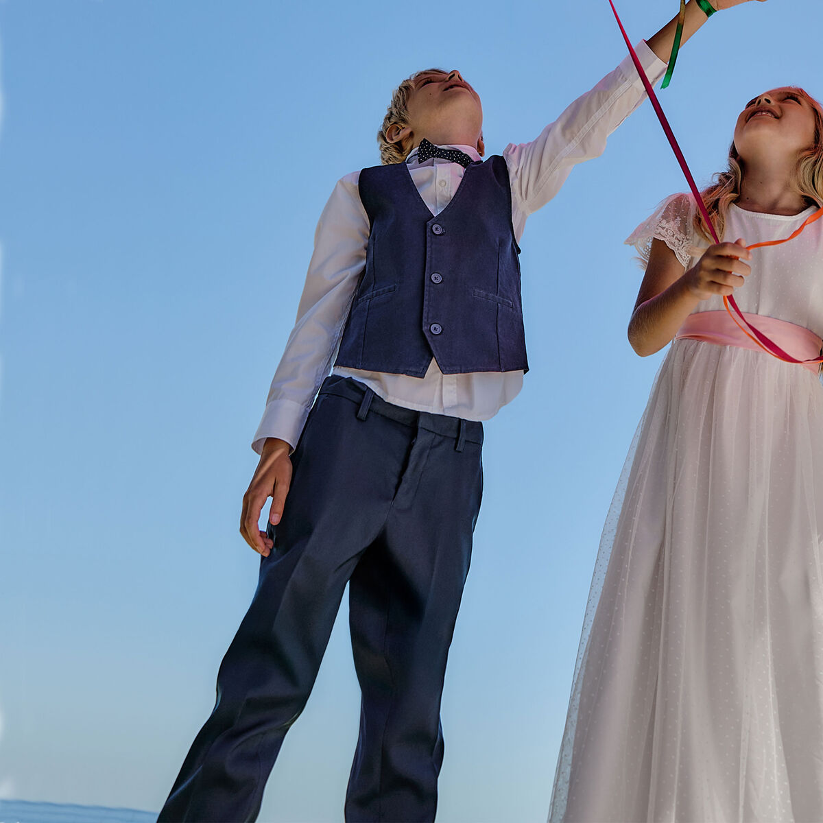 Pantalon de costard droit à pinces bleu marine garçon