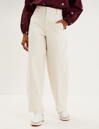 Pantalon ballon taille haute ecru femme