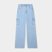 Jeans cargo large coton denim triple stone femme