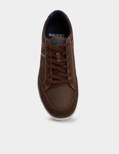 Tennis basses &agrave; lacets marron homme