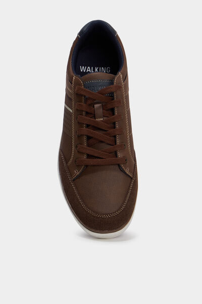 Tennis basses &agrave; lacets marron homme