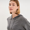 Haut de pyjama hoodie manches longues gris fonc&eacute; femme