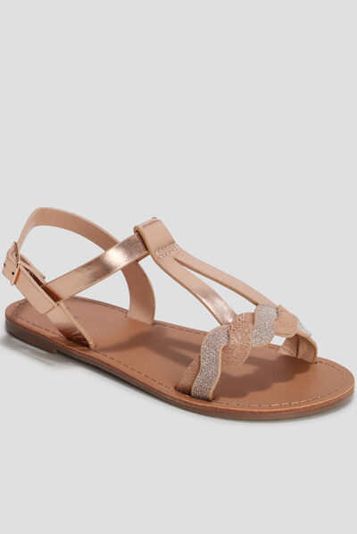 Sandales plates jaune or fille