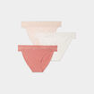 Lot 3 culottes en coton détail dentelle rose clair femme