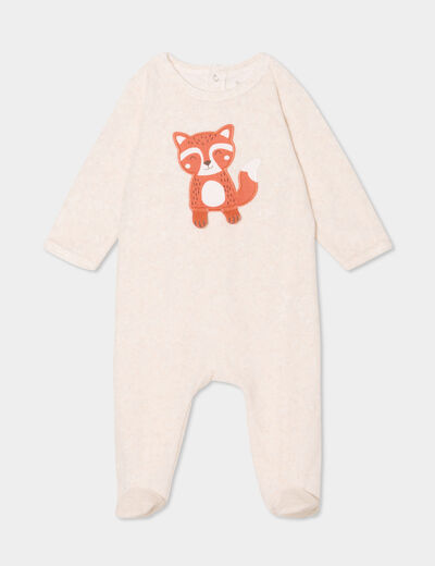 Dors-bien velours manches longues beige b&eacute;b&eacute;