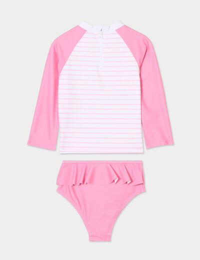 Ensemble de bain t-shirt et culotte rose bébé fille