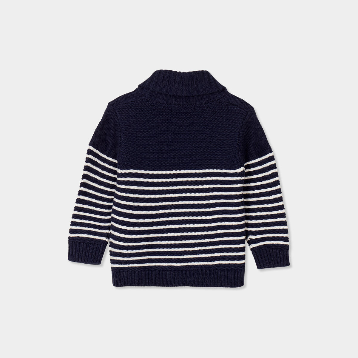 Pull col châle boutonné en coton Creeks bleu marine bébé garçon