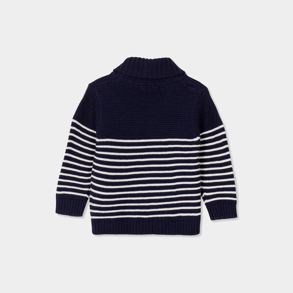 pull col chale boutonne en coton creeks bleu marine bebeg Pull col châle boutonné en coton Creeks bleu marine bébé garçon