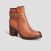 Bottines à talons en cuir marron femme