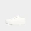 Tennis en toile basses &agrave; lacets blanc femme