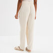 Pantalon cigarette à nouer lin mélangé beige femme