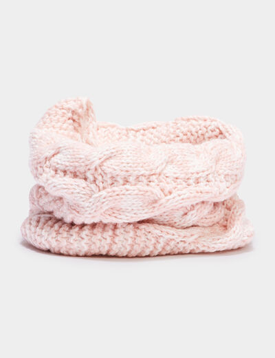 Snood fourré à torsades rose fille