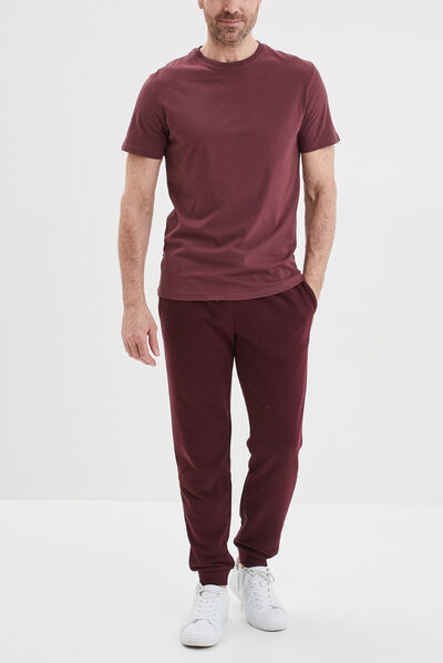 T-shirt en coton manches courtes prune homme