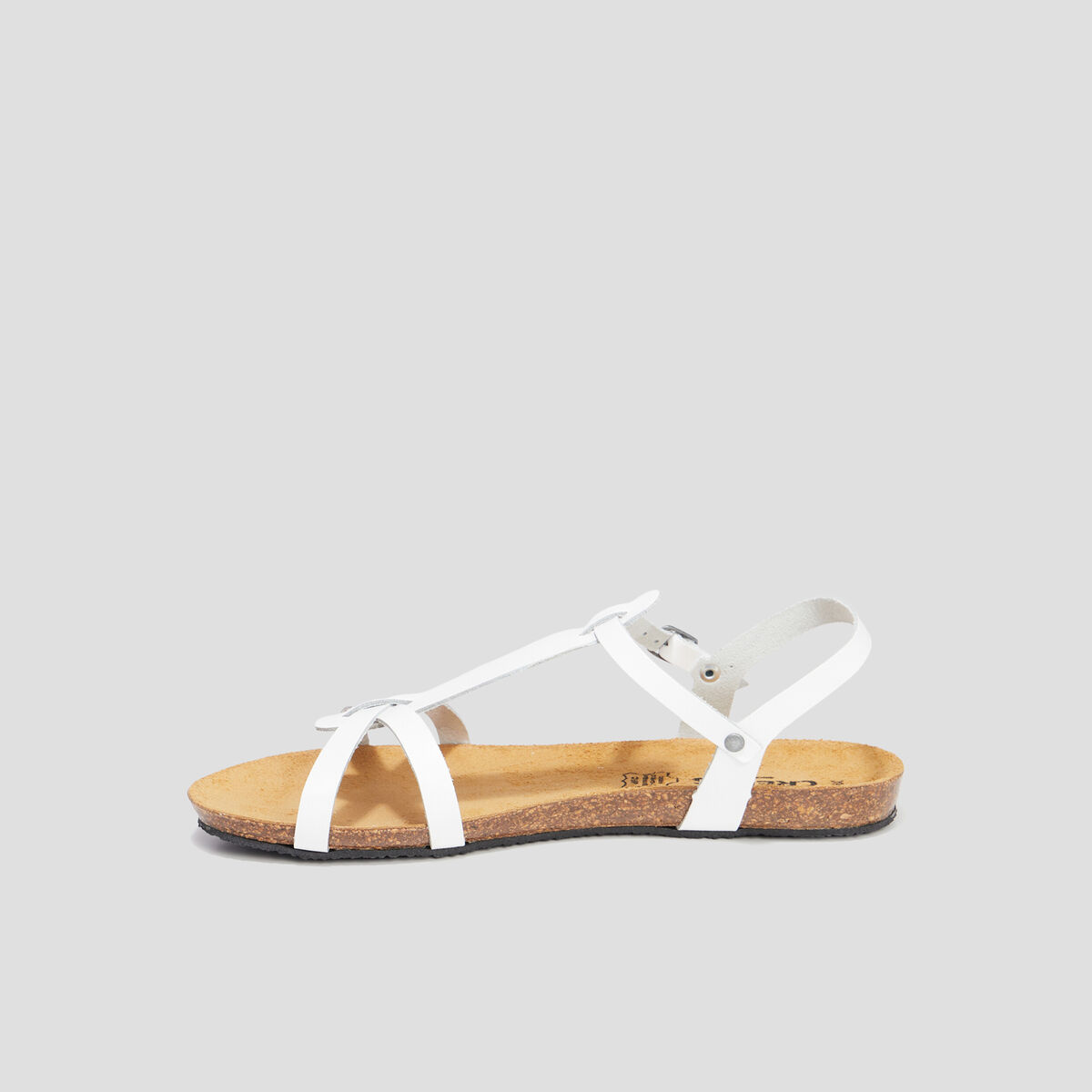 Sandales plates en cuir Creeks blanc femme