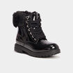 Bottines vernies bords fourrés noir fille