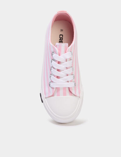 Tennis basses en toile bout renforc&eacute; rose fille