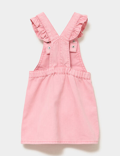 Robe salopette &agrave; volants rose b&eacute;b&eacute; fille