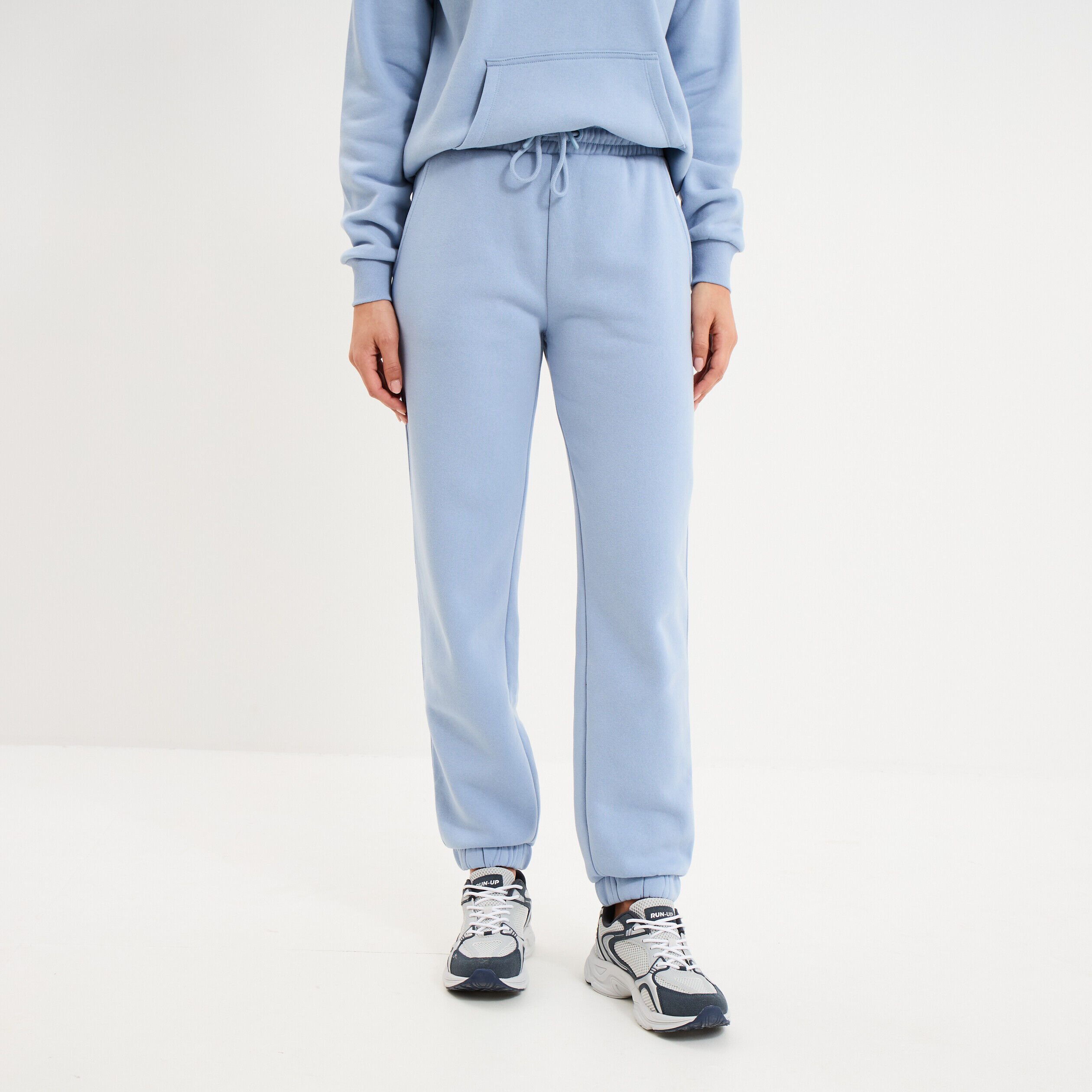 Pantalon jogging droit molleton bleu clair femme LH