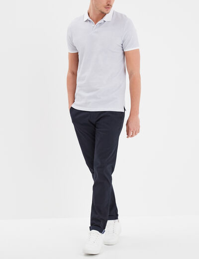 Polo droit manches courtes coton blanc homme