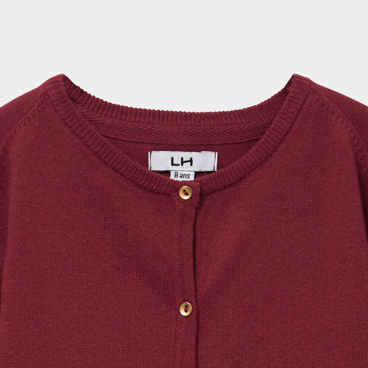 Gilet boutonn&eacute; coton m&eacute;lang&eacute; bordeaux fille