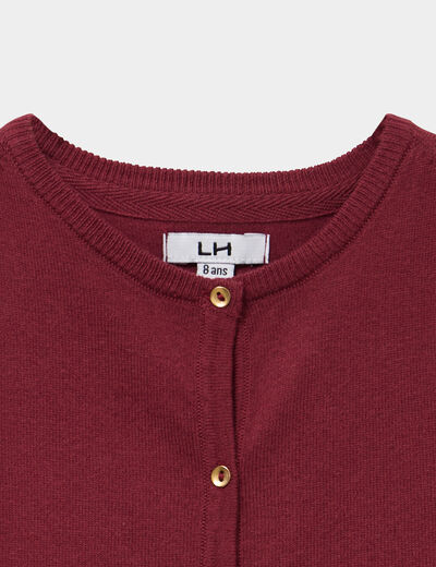Gilet boutonn&eacute; coton m&eacute;lang&eacute; bordeaux fille